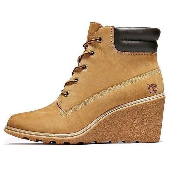 Timberland Amston 6" wedge boot women's wheat Nubuck lace up Style 8251A sz 6.5 - Picture 2 of 9